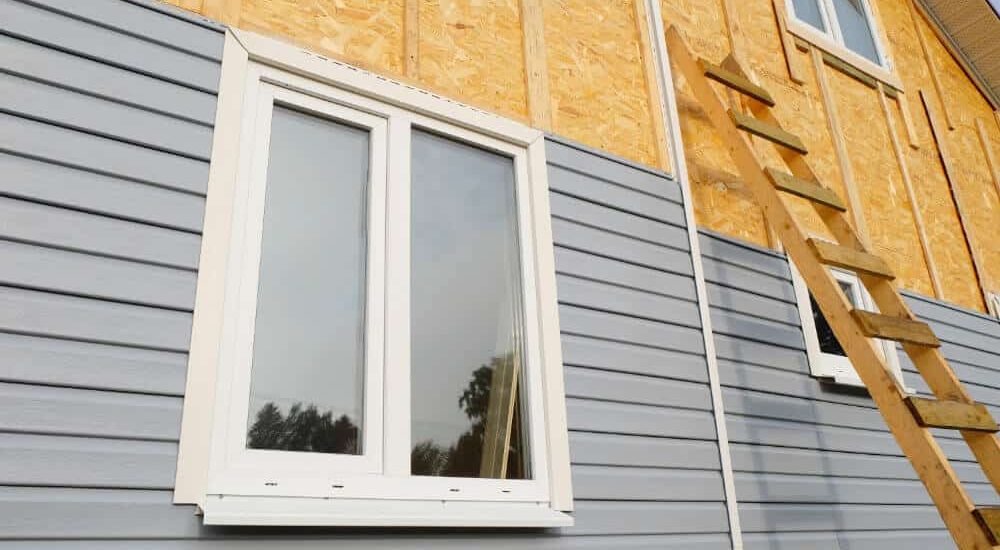 siding covering the wall of a house under construction